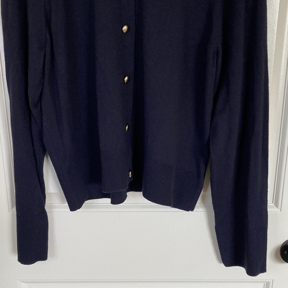 Free Assembly Womens Navy Gold Button-Up Cardigan Size 2XL Preppy Classic NWT - Picture 5 of 10